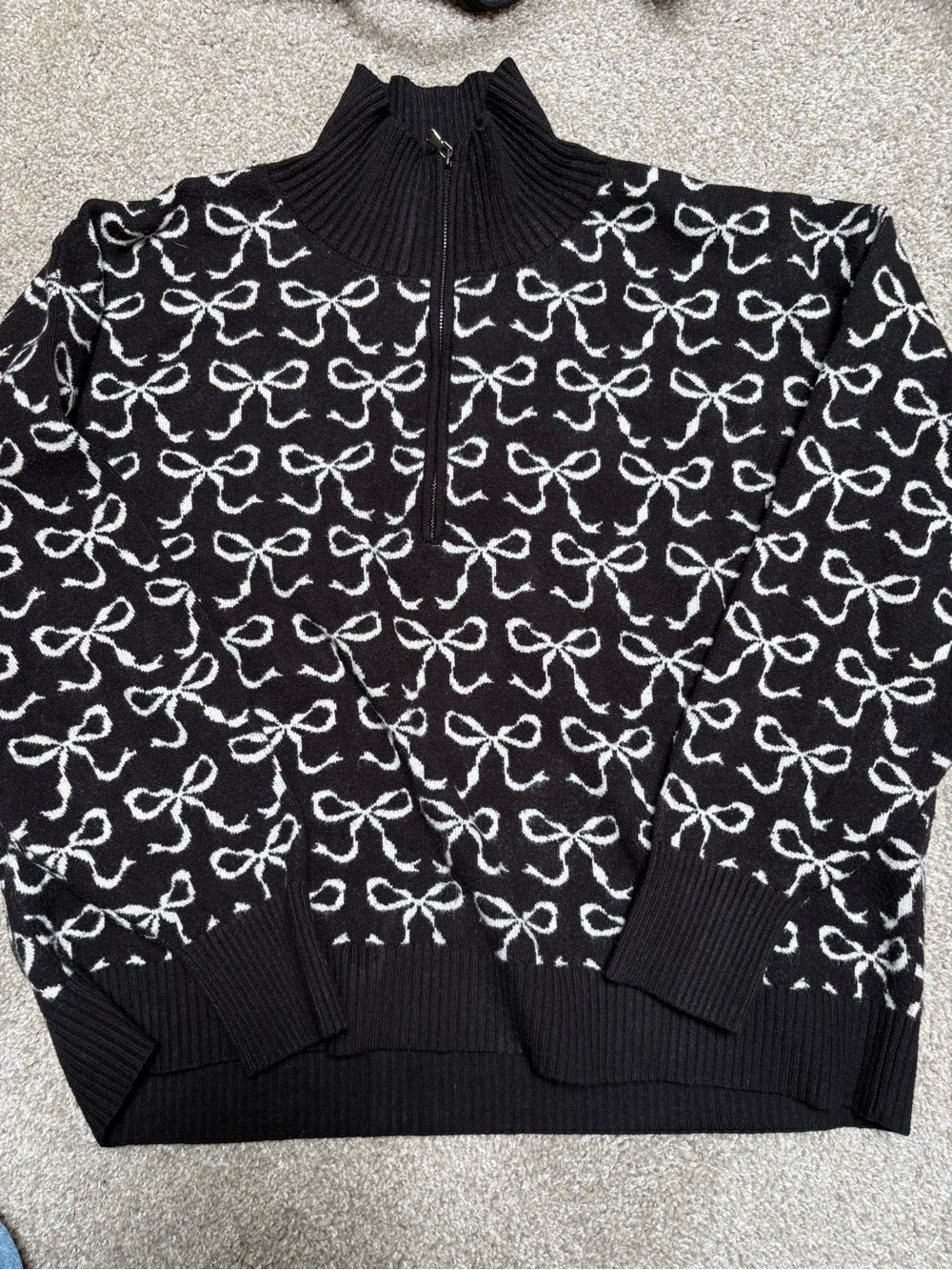 Maeve Black & White Bow Sweater